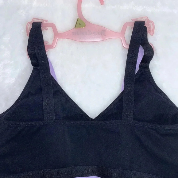 Juicy Couture Sport Bralette Purple & Black Sport Bra Set size Large - Picture 6 of 7